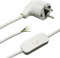 2m Zuleitung Weiß mit Schutzkontakt-Stecker & Schnurzwischenschalter | Anschlusskabel Netzkabel Schlauchleitung 3x0,75qmm 250V mit Winkelstecker u. AN/AUS Schalter