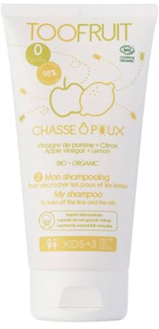 TOOFRUIT Anti-Läuse Haarshampoo Apfel - Zitrone, 150 ml, Natürliches Anti-Läuse-Shampoo für Kinder, Ohne ätherische Öle & Alkohol, 98% natürliche Inhaltsstoffe, Bio & Vegan