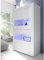 TMM Tousmesmeubles Vitrine 4 Portes Blanc laqué Brillant à LEDs - Matera - L 102 x l 43 x H 162 cm - Neuf
