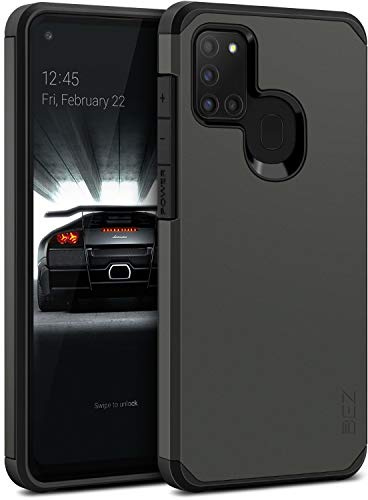 BEZ Hülle für Samsung A21s Hülle, Handyhülle Stoßfestes Kompatibel für Samsung Galaxy A21s, [Heavy Duty Serie] Outdoor Dual Layer Armor Case Handy Schutzhülle Robuste, Grau