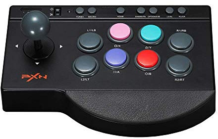 PXN Arcade Stick, 0082 Joystick Arcade con Botones Turbo y Macro, Universal Arcade Fight Stick para PC, Windows, PS4, PS3, Switch