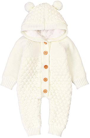 VICROAD Baby Strampler mit Fleece-Linging, um im kalten Winter warm zu halten Neugeborene gestrickte Onesies Pullover Jumpsuit Outfits