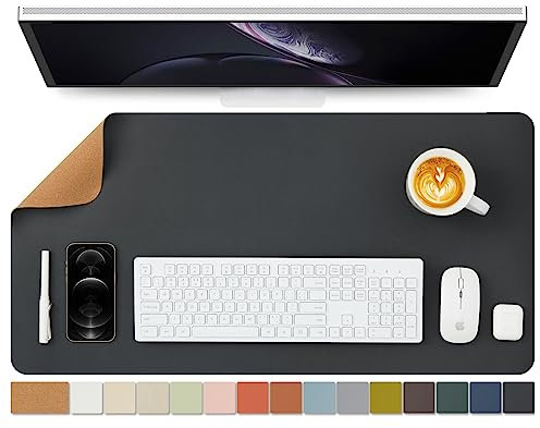 Kork Schreibtischunterlage - Doppelseitige Schreibtischauflage für Büro und Zuhause - Als große Mausunterlage und Schreibtischmatten auf Schreibtischen(Schwarz、80cmx40cm)