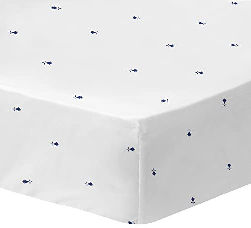 MATT & ROSE Drap Housse 140x190/200 cm Breizh | Imprimé en 100% Coton | Blanc | Oeko-TEX