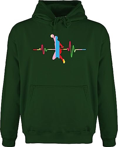Shirtracer Hoodie Herren Pullover Männer - EM 2026 Trikot Ersatz - Bunter Herzschlag Handball Mann - M - Dunkelgrün - Langer arm Handballer Pulli hanball Kapuzenpulli halbball Handball. Handball,