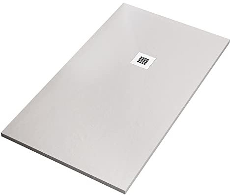 Piatto doccia bianco in marmoresina con griglia inox e Piletta OLIMPO DOCCE - Piatto doccia bianco in marmoresina con griglia inox e Piletta Gratis - STAR PLUS - 80x130
