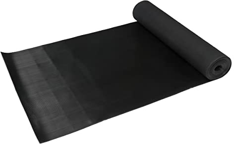 Rubber Matting Roll, 3mm Thin Non Slip Anti Fatigue Black Floor Mat (1m Length)