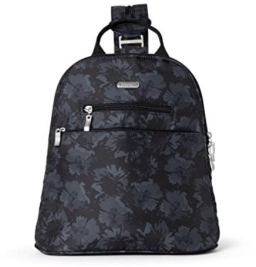 Baggallini Damen Convertible Essential wandelbarer Rucksack – 27,9 x 30,5 cm, Kleiner Reiserucksack mit RFID-Schutz, Midnight Garden, Einheitsgröße