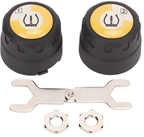 AramoxBluetooth Motorcycle Tire Pressure Sensor, IP67 Waterproof TPMS with 2 External Sensors, Real Time Display Alarm
