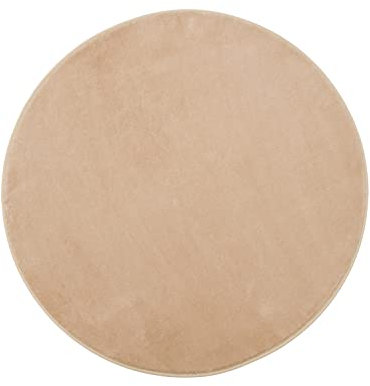 Gözze - Premium Rutschfester Runder Badezimmerteppich, RIO, 100% Microfaser, Ø 110 cm - Sand