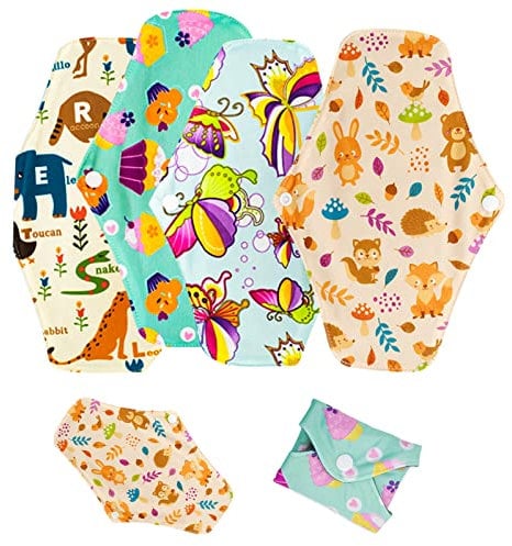 4 pcs serviettes hygiéniques lavables, Tissu de Bambou, Respirant, Hygiénique, Pads Menstruel Chiffon Serviette Menstruelle Réutilisables