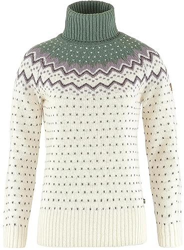 Fjällräven Damen Övik Knit Roller Neck Sweatshirt, Chalk White/Patina Green, XS