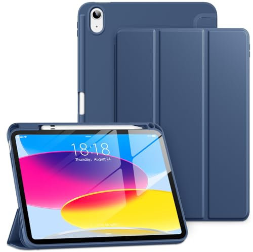 DTTO Funda para iPad (A16) de 11ª generación de 11 pulgadas 2025, funda para iPad de 10.9 pulgadas 2022, funda protectora trasera de TPU suave con soporte de tres pliegues y soporte para lápices,