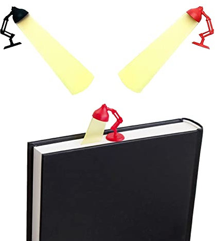 2 Stück 3D Lesezeichen, Leseminis Lesezeichen, Kreatives Schreibtischlampen Lesezeichen, Geeignet zur Erfassung Lesefortschritts(Rot,Schwarz)