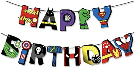 Marvel Avengers Happy Birthday Banner Decoración de superhéroes