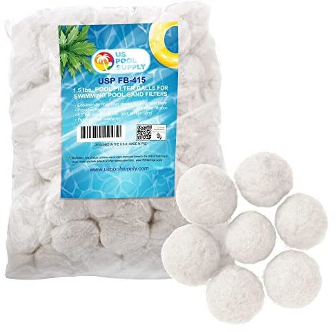 U.S. Pool Supply 1.5 lbs Pool Filter Balls - Eco-Friendly Fiber Filter Media for Swimming Pool Sand Filters (Equals 50 lbs Pool Filter Sand) - Higher & More Efficient Water Filtration Sand Replacement