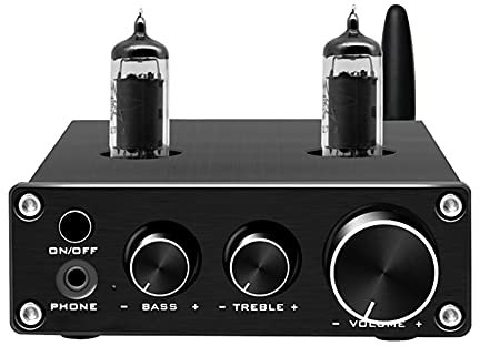 Audio Decoder, Power Amp Audio Preamp, Bile Preamp Bluetooth 5.0 Lossless Decoding 6K4 Tube Preamp, Desktop Headphone Amplifier RCA Output