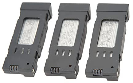Focket Batterie de Drone RC, Batterie de Rechange Professionnelle 3pcs 3.7V Lithium Drone Lipo avec Câble de Charge 3 en 1, Batterie de Drone Quadrirotor RC pour Avion E58 L800 JY019 RC (600mah)