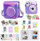 CAIYOULE Accessories for Fujifilm Instax Mini 12 Instant Camera Bundle Include PU Leather Instax 12 Case + Mini Picture Album & Frames + DIY Stickers + Color Filter - Shiny Purple
