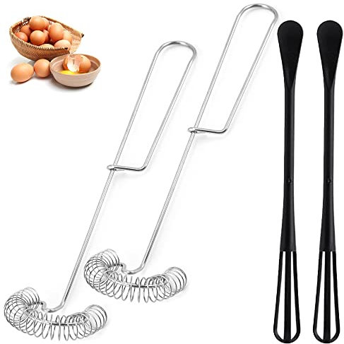 4 Pcs Spiral Whisk Stainless Steel Egg Stirrer Balloon Whisk Utensil for Blending Whisking Beating Frothing Stirring Cooking Baking Kitchen