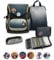 Belmil Premium Compact Plus ergonomisches Schulranzen Set 5 - teilig, AGR, Brustgurt, Hüftgurt, Magnetverschluss (405-41/P/S) (Black Grey)