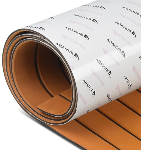 Abahub Bootsbeschlag EVA Schaum Selbstklebend Boots Bodenbelag Rutschfeste Faux Teak Marine Boot Decking Matte für Boote Yachtboden Schwimmbad 121x42cm, 243cm x6/42/60/73/91/115cm