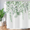 ASDCXZ Tenda da doccia a foglie, 180 x 200 cm, primaverile, dipinta a mano, semplicità, verde, foglie, giallo, spot, bianco, da bagno, lavabile, in poliestere, impermeabile, per vasca da bagno con 12
