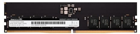 TEAMGROUP Elite DDR5 8GB Kit 5600Mhz Hynix IC PC5-44800 CL46 Non-ECC Unbuffered UDIMM 288 Pin PC Computer Desktop Memory Module RAM Supporta Intel & AMD TED58G5600C4601