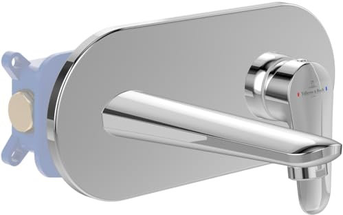 Mitigeur lavabo mural VILLEROY ET BOCH O.novo Start avec vidage Push Open chrome + corps encastré