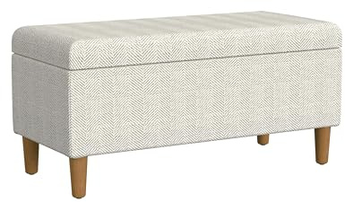 HomePop Malmo Decorative Storage Bench -Cream Chevron Woven