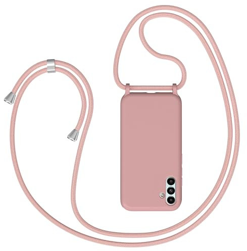 Funda para Samsung Galaxy A35 5G con Cuerda, Carcasa Silicona con Cordón Correa Colgante Ajustable Collar Moda Teléfono Case Cover, Anti-Choque Anti-arañazos, Rosado