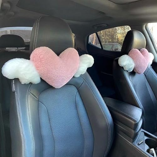 JOSON Ali d'angelo a forma di cuore set poggiatesta auto 2 pezzi cuscino morbido cuscino da viaggio decorazione casa