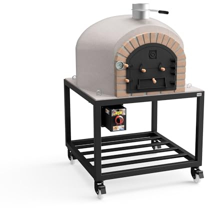 MOVELAR - Holzofen für den Außenbereich, Modell VESUVIUS (Weiß - 100 x 100 x 157 cm) – isoliert mit Kork & 3 Keramikmatten, traditioneller Pizzaofen für den Außenbereich