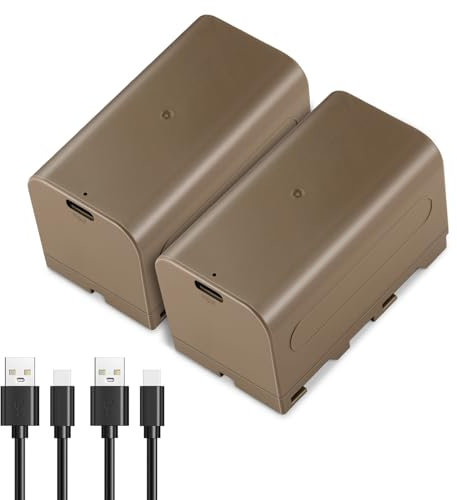 NEEWER 2Pcs NP-F750 7000mAh Baterías de Repuesto, 5,4 Horas Tiempo de Carga Completa con Puerto/Cable USB Tipo C, Batería Recargable para Monitor de Luz y Videocámara para Sony NP-F550 F750 F950 F970