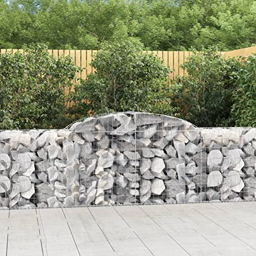 Iiaky Gabionen mit Hochbogen 4 Stk. 300x50x80/100 cm Verzinktes Eisen GabionenköRbe WasserzapfsäUle Garten Gabionen Zaun Gabionensteine