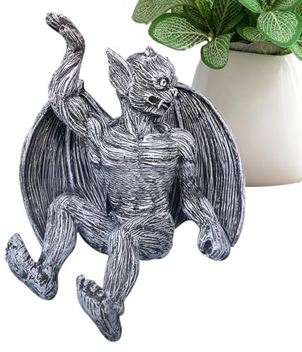 Wasserspeier-Skulptur für den Außenbereich, Wanddekoration – Harz, Vintage, gruselige Wasserspeier-Statue, Gartenfigur für , Balkon