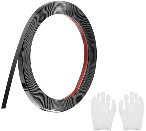 QUARKZMAN Zierleisten Selbstklebend Edelstahl mit Handschuh Wandleisten Selbstklebend Deckenleisten Selbstklebend Zierleiste für Wandspiegel Wohnkultur 5 x 6 mm Spiegelnd Schwarz