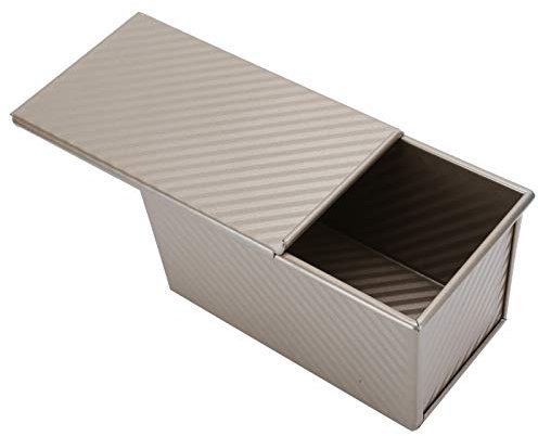 Fdit Caja Dorada Antiadherente para Molde de Pan con Tapa, Accesorios para Hornear de Aleación de Aluminio, Suministros de Cocina para Pan