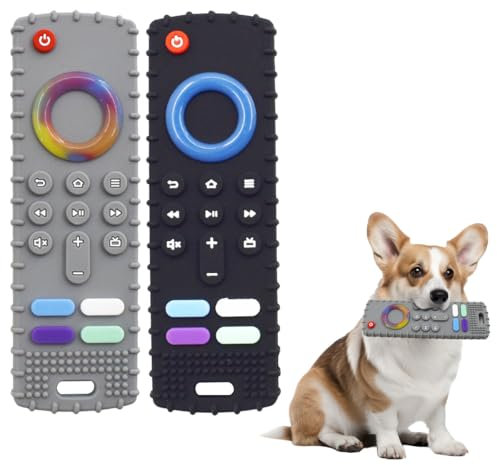 HAISENGO 2pcs Puppy Teething Toys, Dog Chew Toys TV Remote Control Shape, Perfect for Small Dogs and Puppies, Interactive Teething Toys for Dog Training and Cleaning Teeth