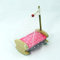 Puppenbett - Puppenwiege mit Himmel - Puppenwiege aus Holz - Puppenwippe - Schaukelwiege Puppe - Puppenwagen rosé passend zum Möbelset für Puppenhaus Holz FREDA