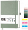 EMSHOI A5 Notebook Graph Paper - 120 GSM Hardcover Leather Squared Journal with Sticky Notes, 160 Pages Grid Notebook for Women Men Work School Graphing, Engineering, 14.5 X 21 cm - Light Green