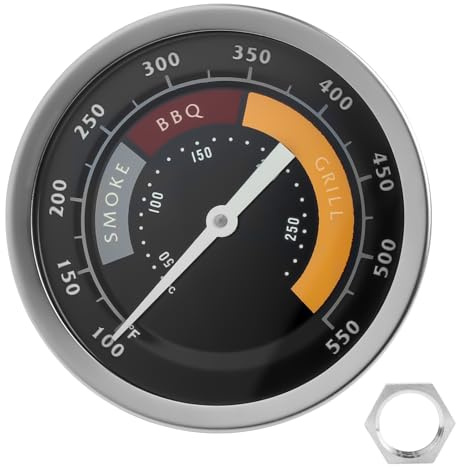 3695528R06 Grill Thermometer Fit for Oklahoma Joe's Smoker Temperature Gauge, BBQ Thermometer for Smoker Oven and Charcoal Gas Grills, 13/16-inch Accessories