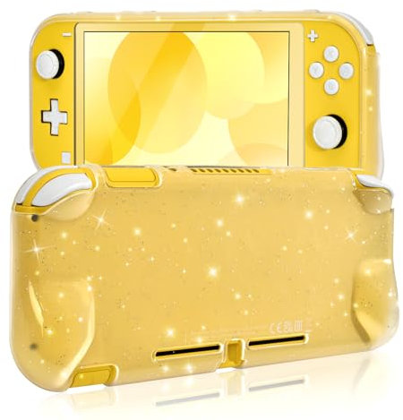 DLseego Custodia compatibile con Switch Lite, Crystal Glitter Transparent Protective Case Shock Absorption Anti Scratch Hand Grip Cover Soft Switch Lite Controller Shell,Trasparente