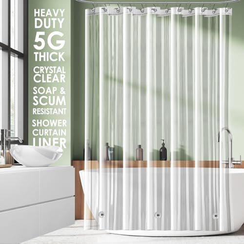 Clara Clark Shower Curtain Liner - Waterproof Lightweight Shower Liner with 3 Magnets, 5G Premium PEVA Bathroom Shower Curtain (Clear, 180 x 180 cm - 71 x 71 Inch)