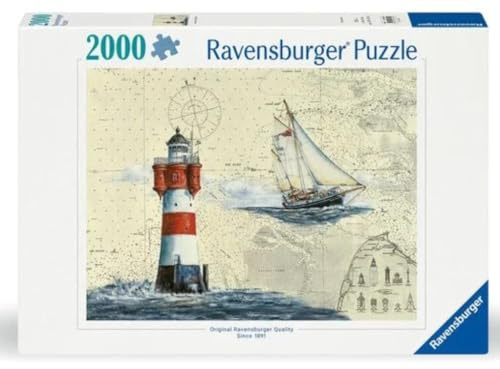 2000 Teile Puzzle `Leuchtturm und Gaffelketsch Roter Sand`