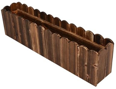 KESOTO Maceta de Madera Maciza, contenedor de Plantas, Caja de Madera Rectangular, macetero para Exteriores para Ventana, pequeño