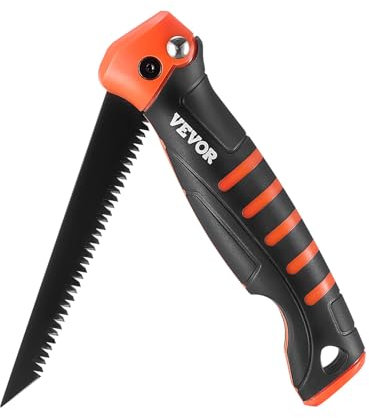 VEVOR Folding Jab Saw, 5 in Foldable Jab Saw with Soft Grip Handle, Folding Drywall Saw with Triple Ground Teeth and Sharp Tip, for Drywall, Wood, PVC Pipes, Cement Board, Thin Sheets, Wall Panels