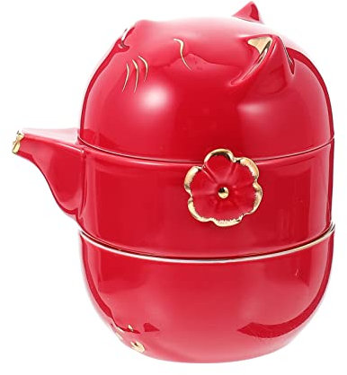 CRILSTYLEO Tetera De Cerámica Forma De Gato Juego De Té Multifunción Ideal Para Reuniones y Viajes