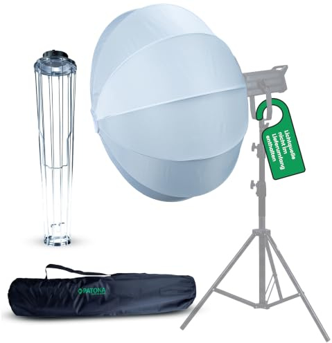 PATONA Premium Laternen-Softbox 80 cm | 360°-Lichtformer für Foto und Video | Mit Bowens-Anschluss, Schnellaufbau-Lichtbox mit 12 Edelstahlstreben, Omnidirektionales Weiches Box Inklusive Tragetasche