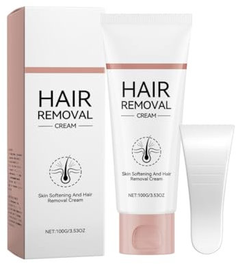 Naolve Hair Removal Cream with Spatula, Skin Softening Formula for Sensitive Skin, Body & Facial Hair Dissolver with Visible Results - Fast & Effective Depilation,100g